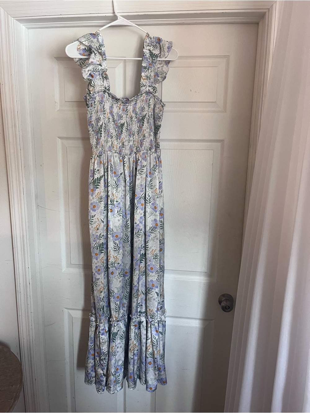 MELLODAY Lavender Floral Smocked Maxi Dress